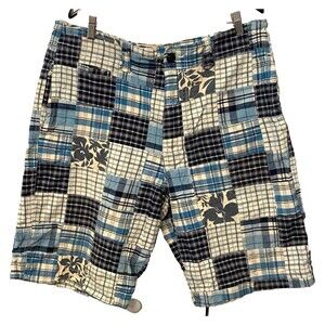 American Eagle Outfitters Plaid Patchwork Shorts Men's 36 Longer Length Y2K Vtg